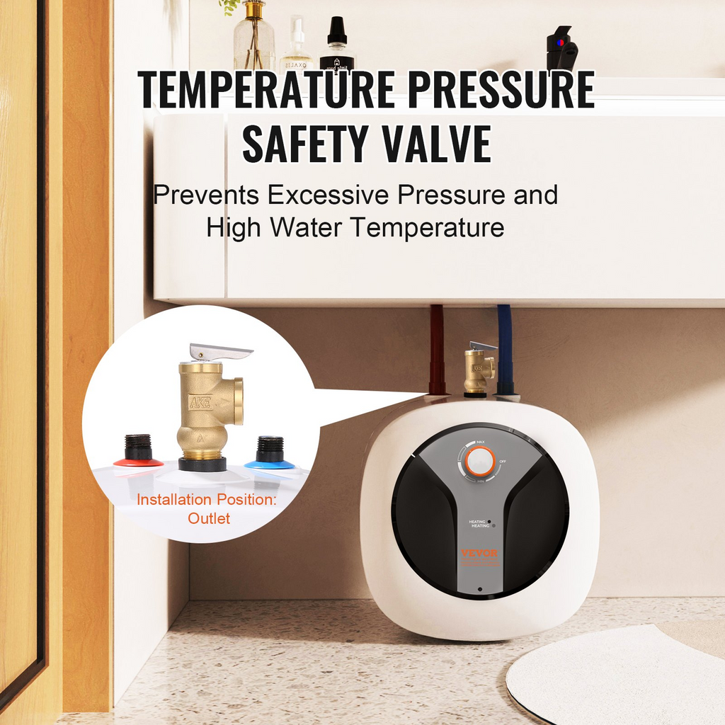 Calentador de agua eléctrico mini con tanque de 4 galones VEVOR de 1440 W