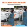 Escalera de muelle VEVOR retráctil 5 escalones capacidad de carga de 350 lb 66,9'' a 78,9'' escalón de 4'' de ancho y tapete de goma