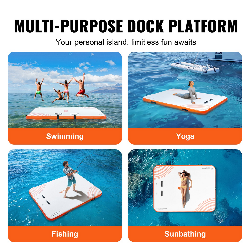 VEVOR Muelle flotante inflable de 8 x 6 pies