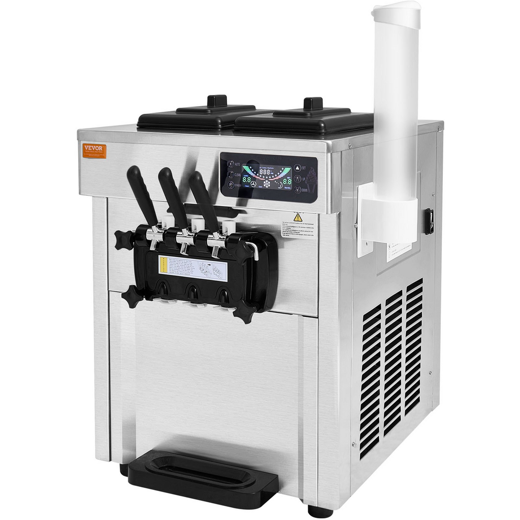 Máquina para hacer helados comerciales VEVOR rendimiento de 18-28 l/h de 1850 W 2 cilindros de acero inoxidable de 5,5 l