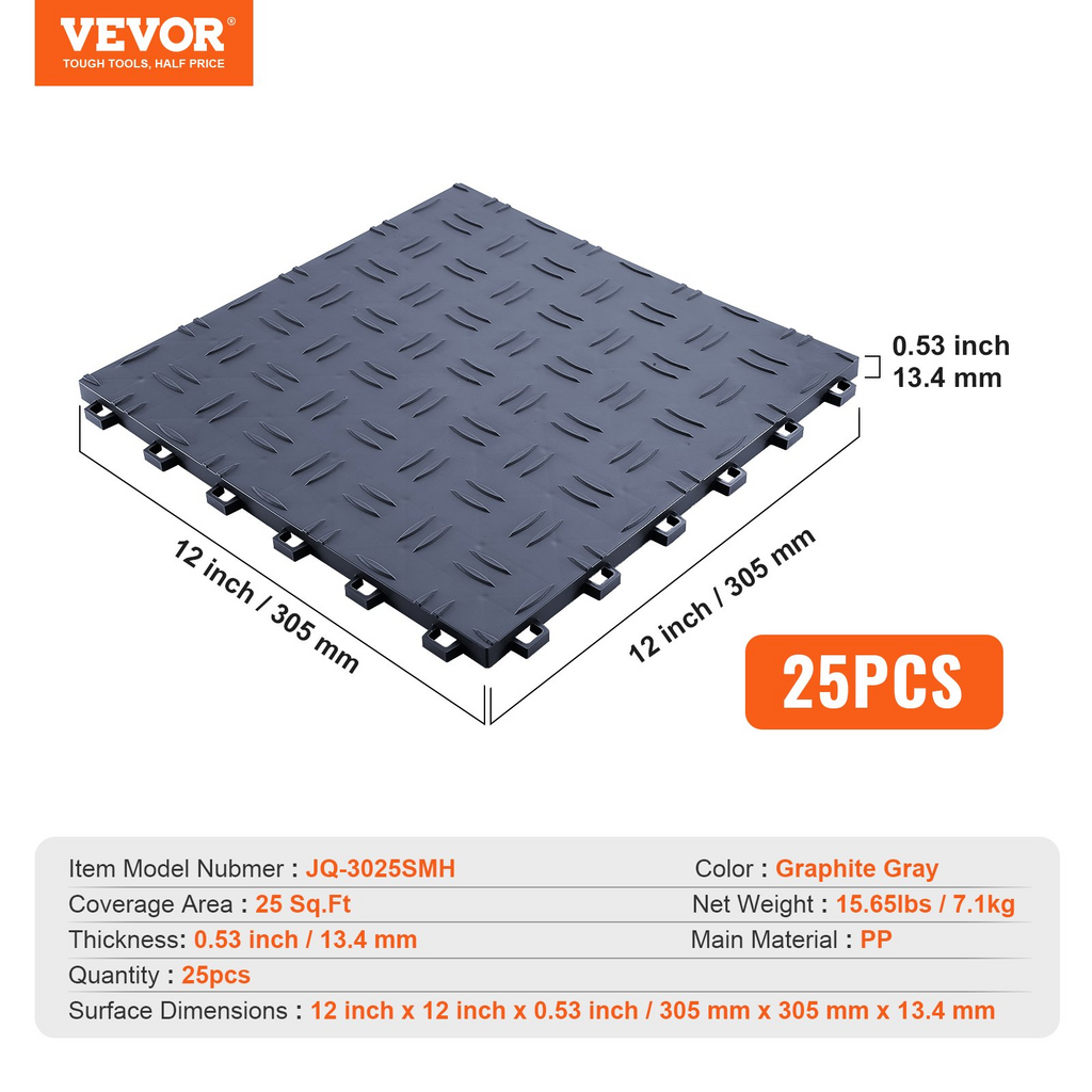 VEVOR Azulejos entrelazados para garaje 12 x 12 x 0,53 pulgadas