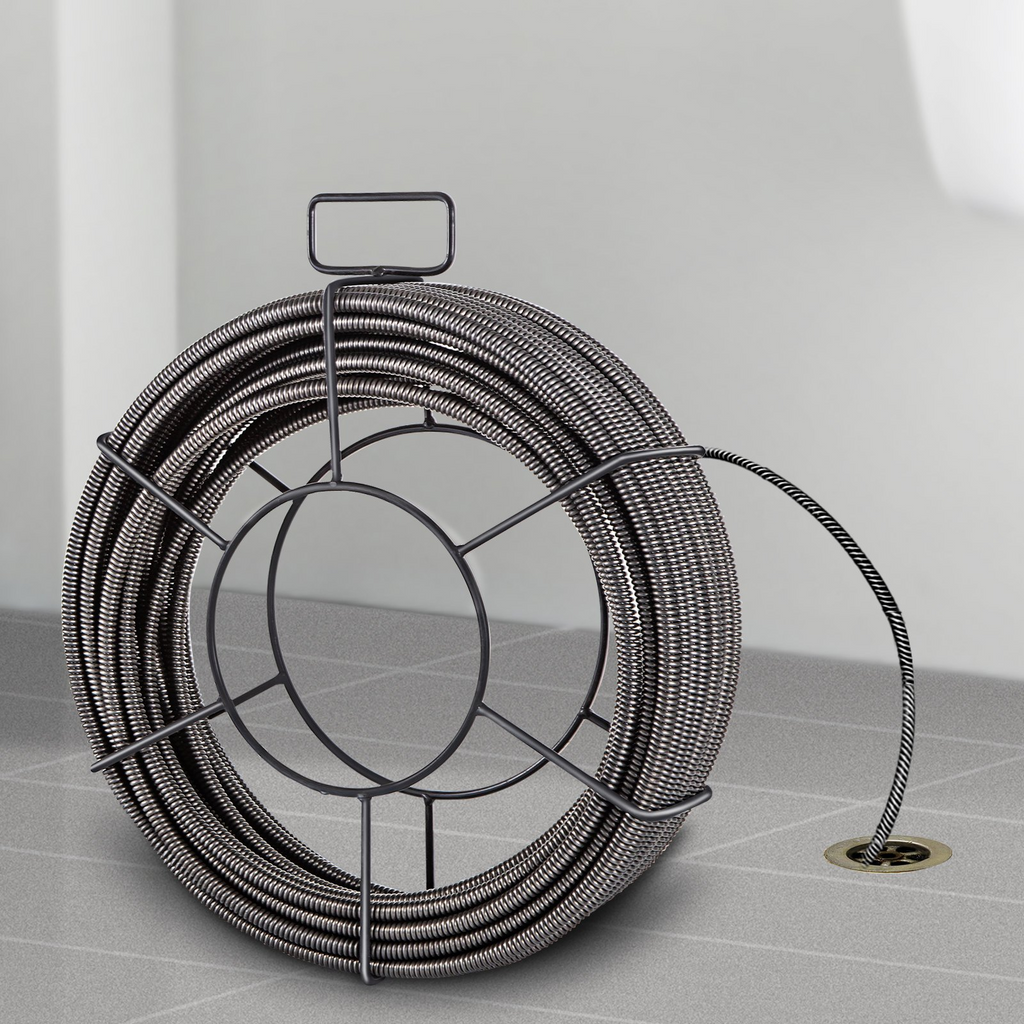 Cable de limpieza de desagües VEVOR de 15mts  x 1/2 pulgada, cable de núcleo sólido, cable de alcantarillado, barrena de drenaje, limpiador de cables, serpiente, tubería de obstrucción, cable de limpieza de desagües JH2