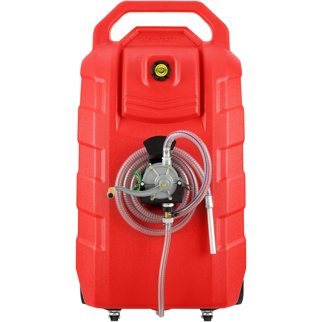 VEVOR Fuel Caddy, 32 galones, tanque de almacenamiento de combustible portátil sobre ruedas, con bomba de transferencia manual, contenedor de combustible diésel y gasolina JH2