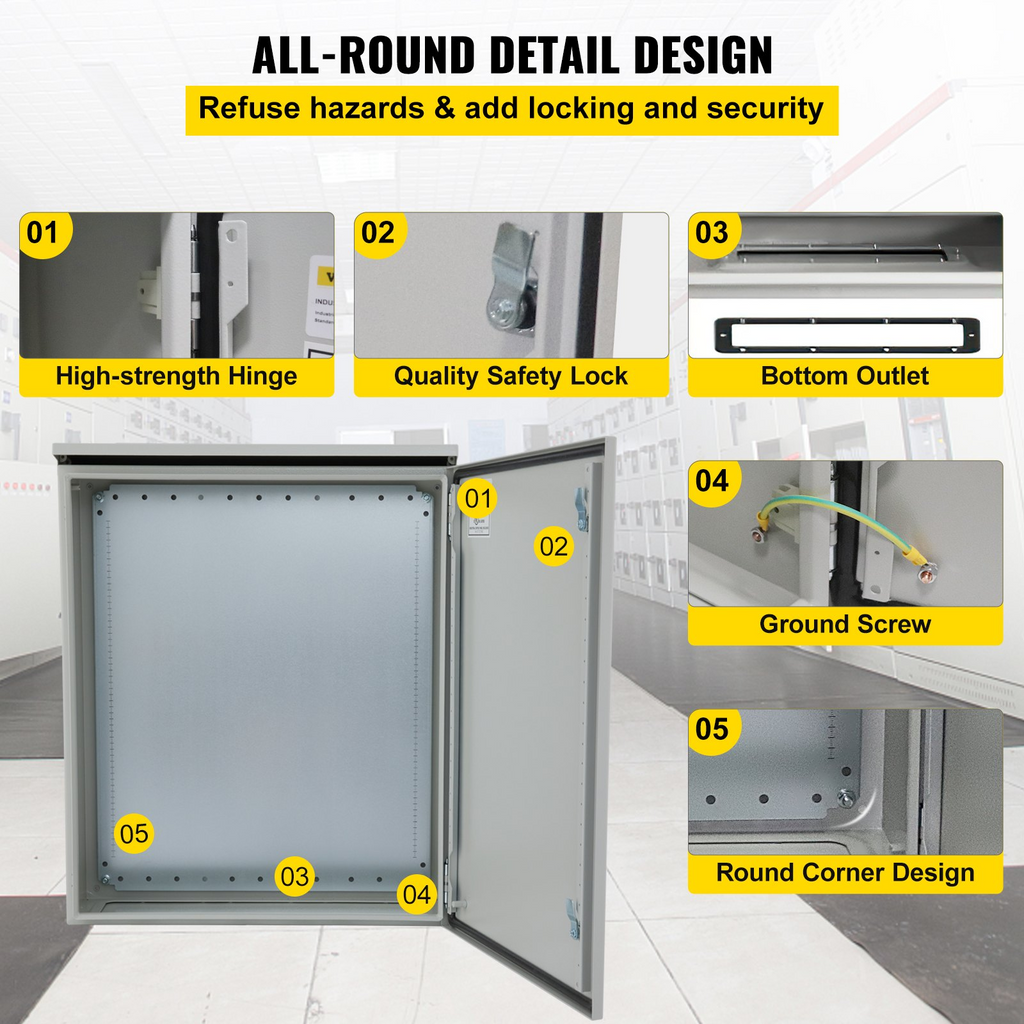 Caja eléctrica VEVOR, 24 x 24 x 12 pulgadas, probada según las normas UL, caja exterior NEMA 4, IP65, resistente al agua y al polvo