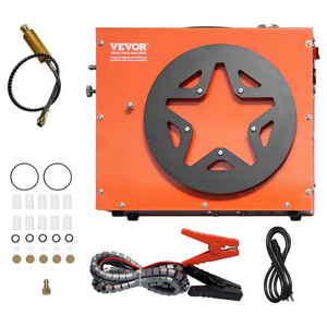 Compresor de aire PCP VEVOR portátil 4500 PSI 30 Mpa enfriamiento por agua y ventilador integrado parada automática DC12V AC120V para paintball rifle de aire y buceo