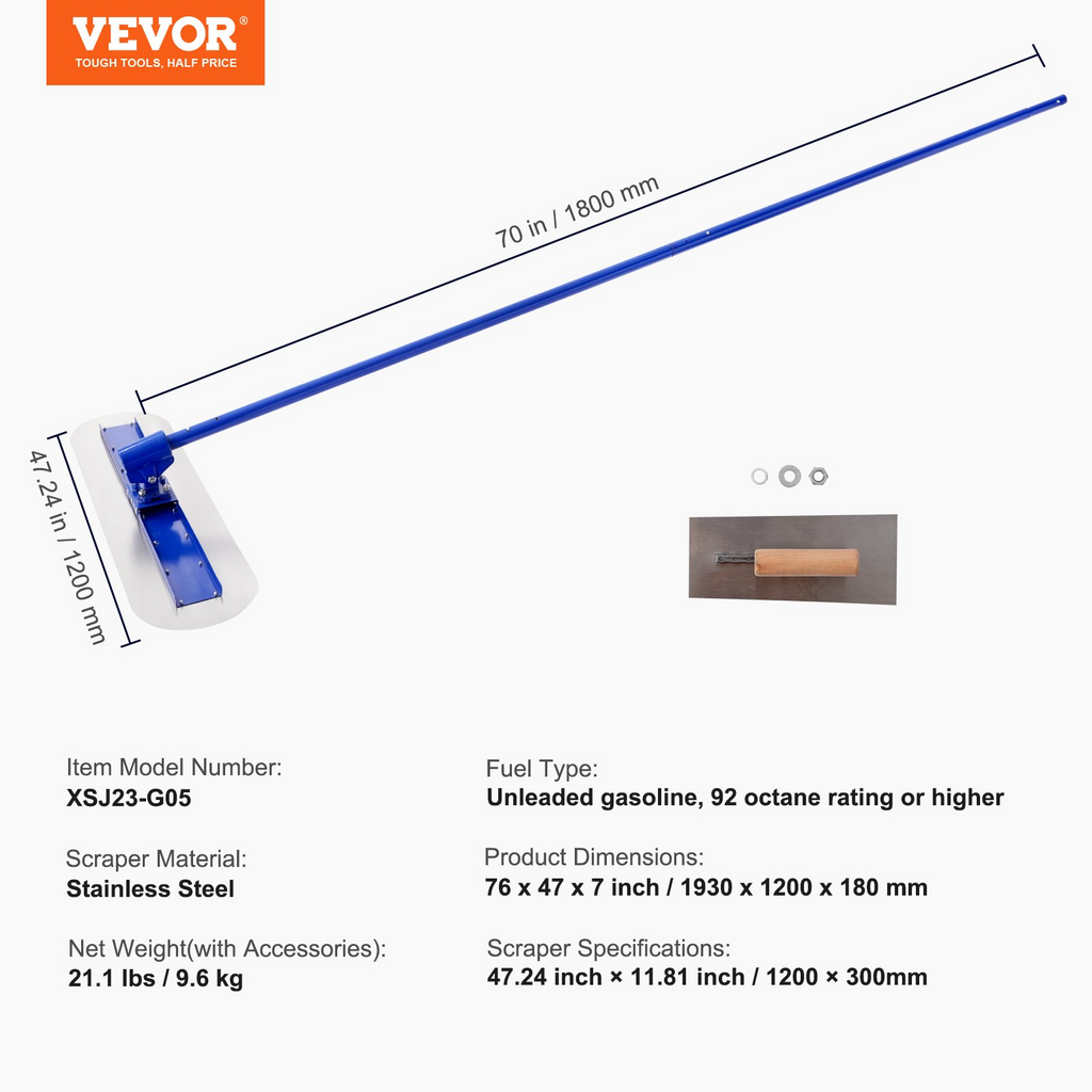 VEVOR - Flotador de hormigón de acero al manganeso de 47 x 11,8 pulgadas
