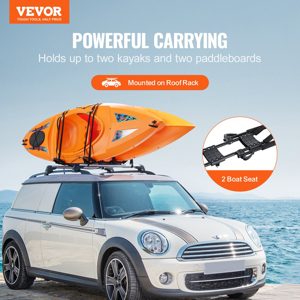 VEVOR Portaequipajes de techo para kayak 1 par barra en J