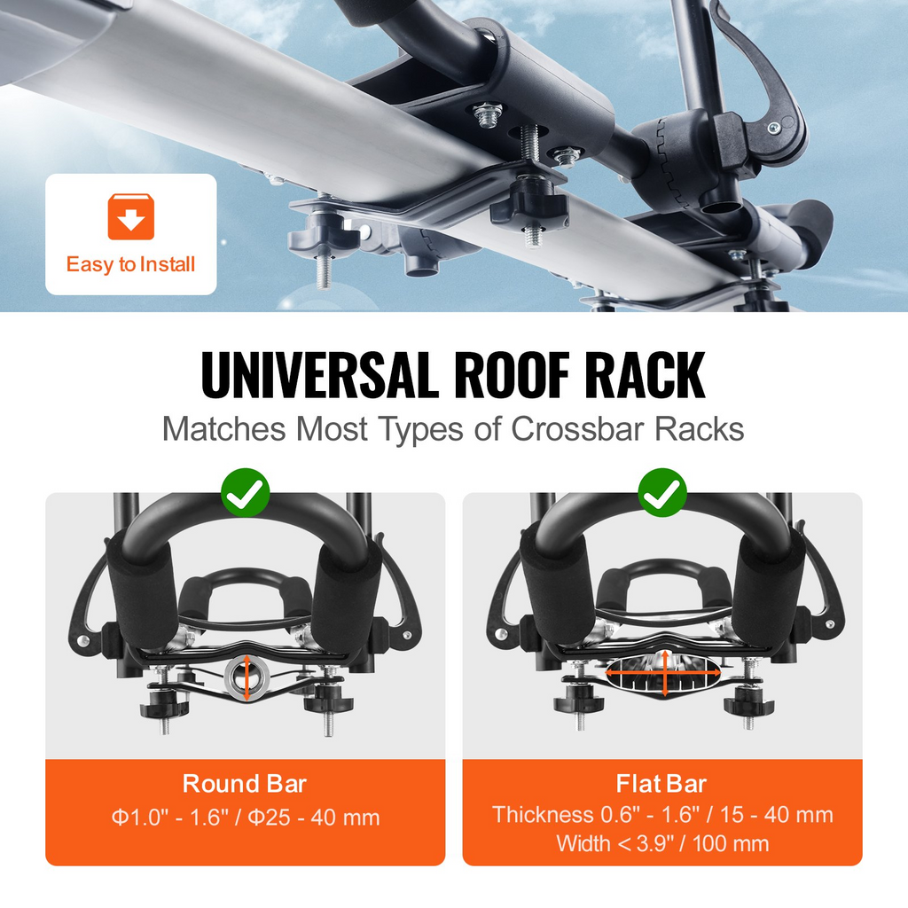 VEVOR Portaequipajes de techo para kayak 1 par barra en J