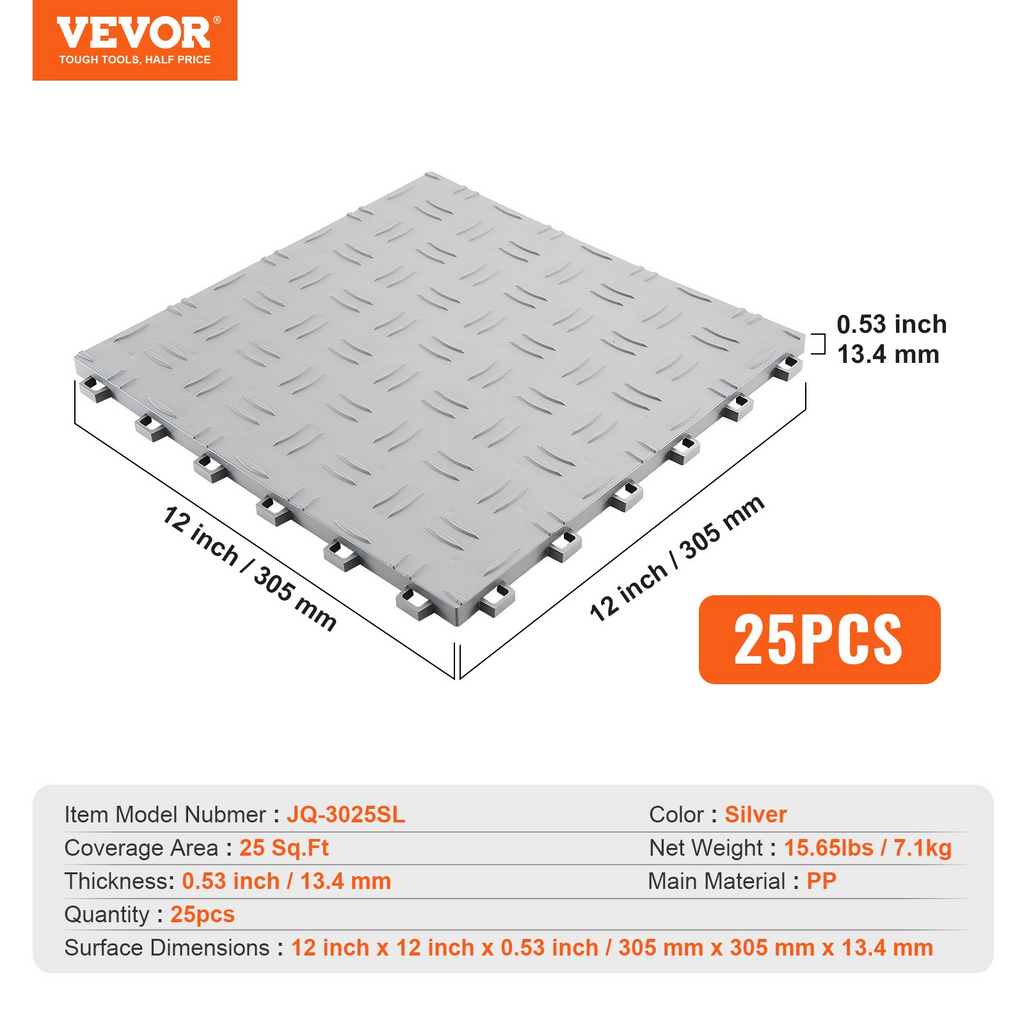 VEVOR Azulejos entrelazados para garaje 12 x 12 x 0,53 pulgadas