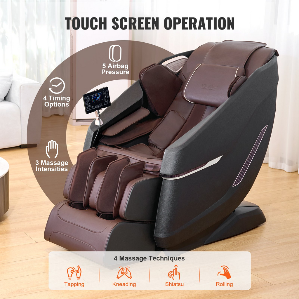 Sillón de masaje VEVOR con riel flexible SL 10-18 modos automáticos