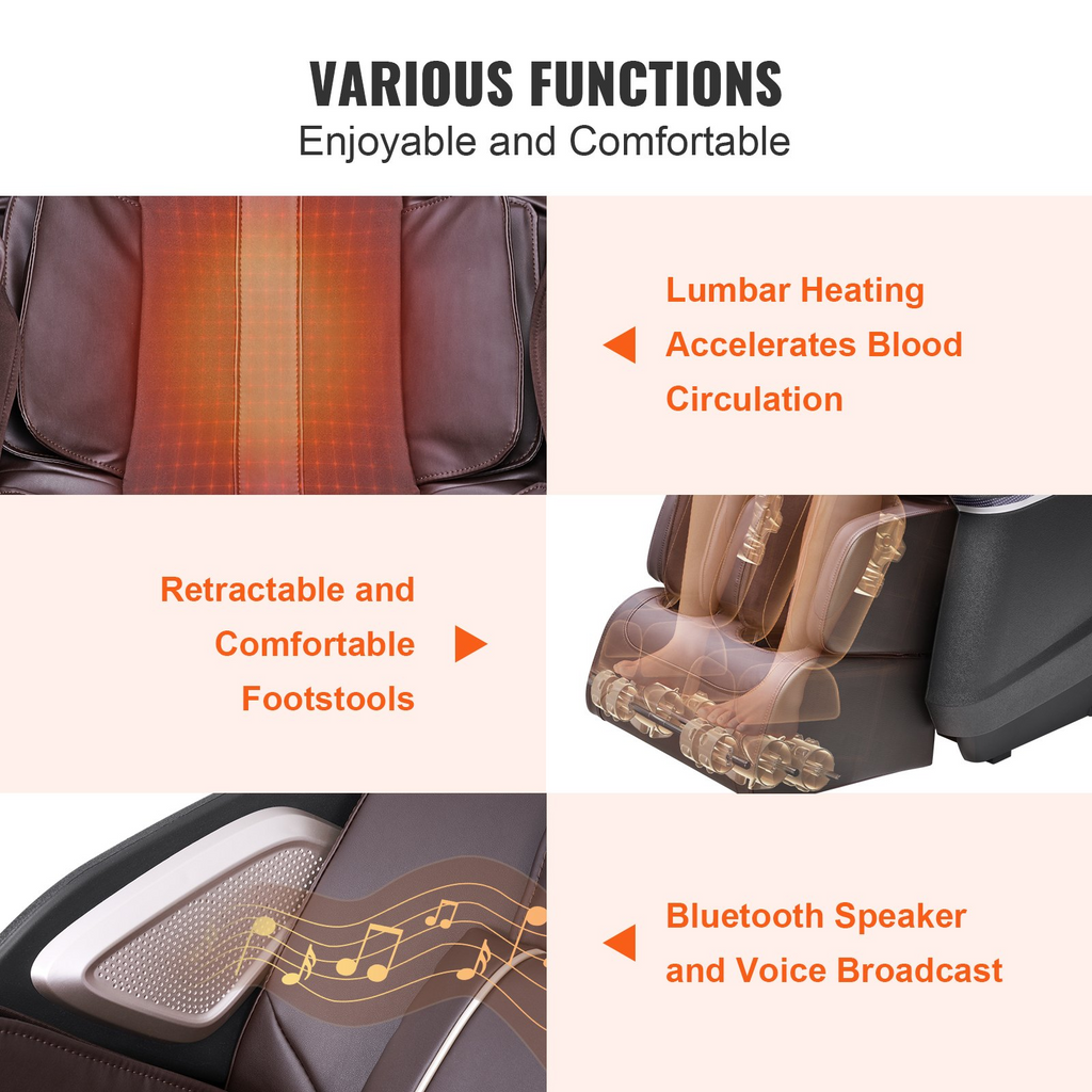 Sillón de masaje VEVOR con riel flexible SL 10-18 modos automáticos
