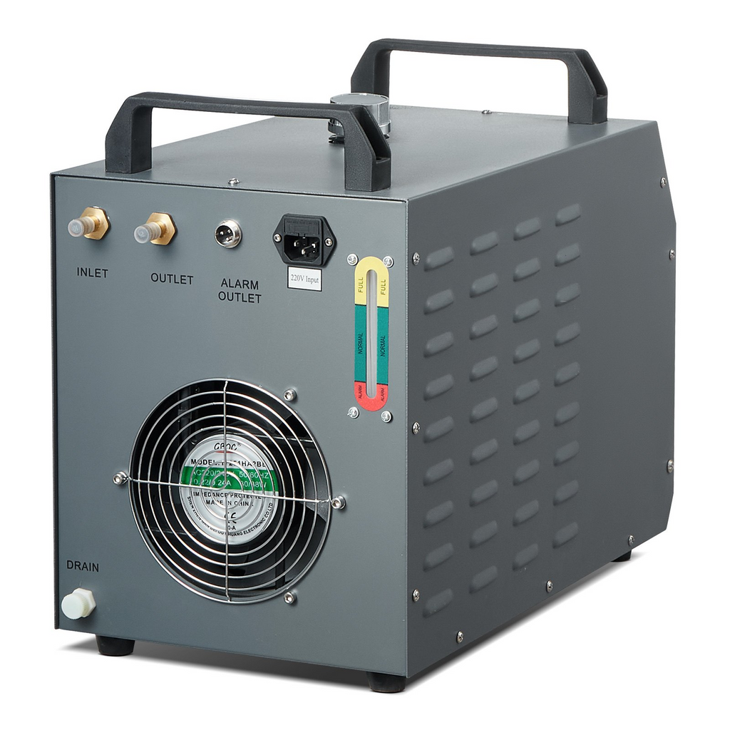 Enfriador de agua industrial VEVOR CW-3000(PRO) por aire de 150 W con capacidad de tanque de agua de 12 L caudal máximo de 18 L/min