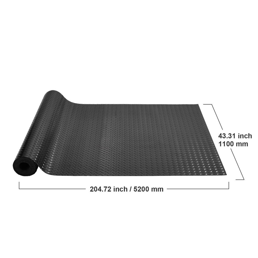 VEVOR Alfombrillas para garaje 2 rollos 17 x 3,6 pies 2,5 mm de grosor color negro de PVC para debajo del coche