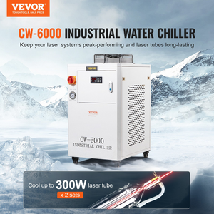 Enfriador de agua industrial VEVOR CW6000 de 1500 W con compresor capacidad del tanque de agua de 15 L caudal máximo de 65 L/min