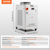 Enfriador de agua industrial VEVOR CW6000 de 1500 W con compresor capacidad del tanque de agua de 15 L caudal máximo de 65 L/min