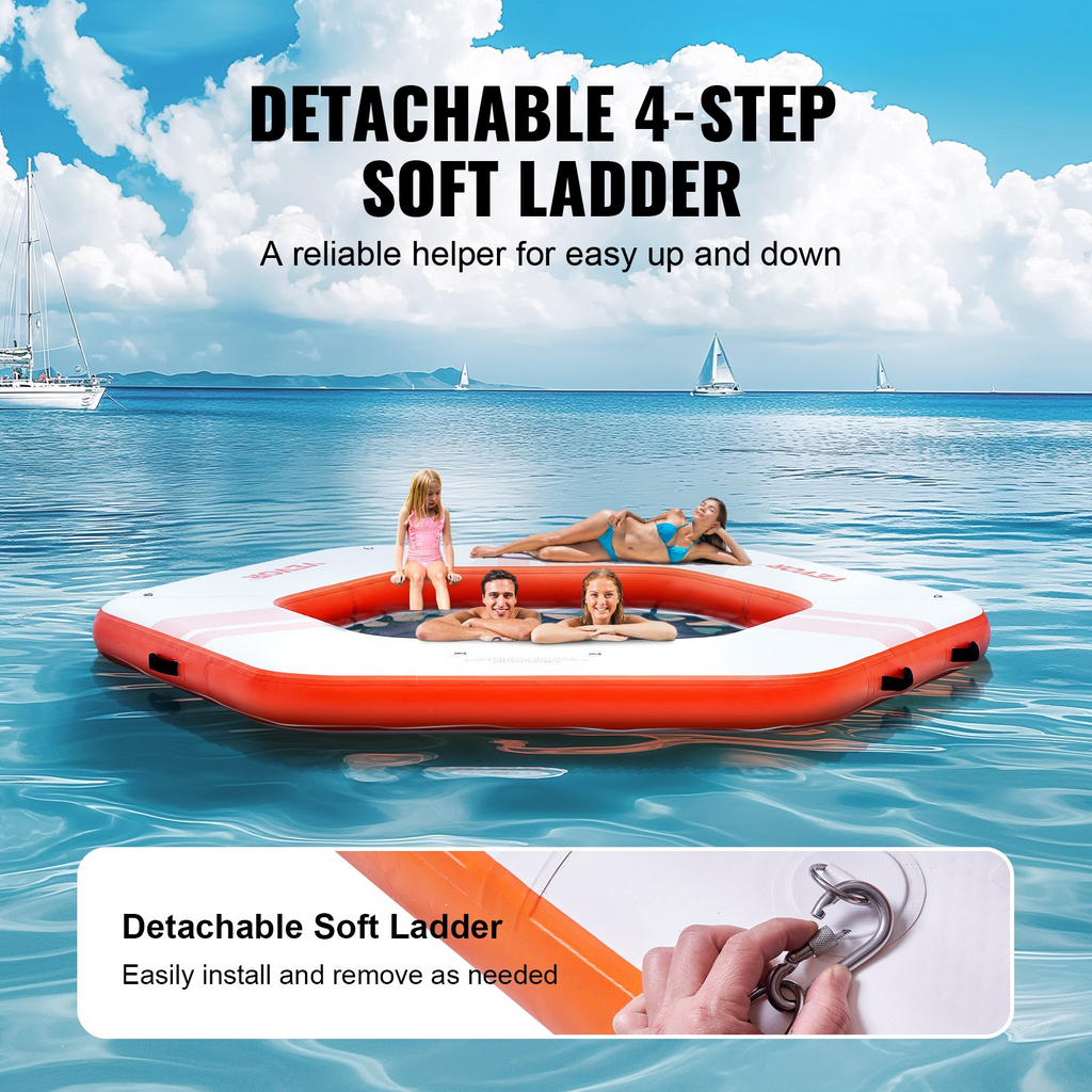 Muelle flotante inflable VEVOR de 8,5 pies de diámetro con piscina de malla de trampolín de 5 pies de diámetro