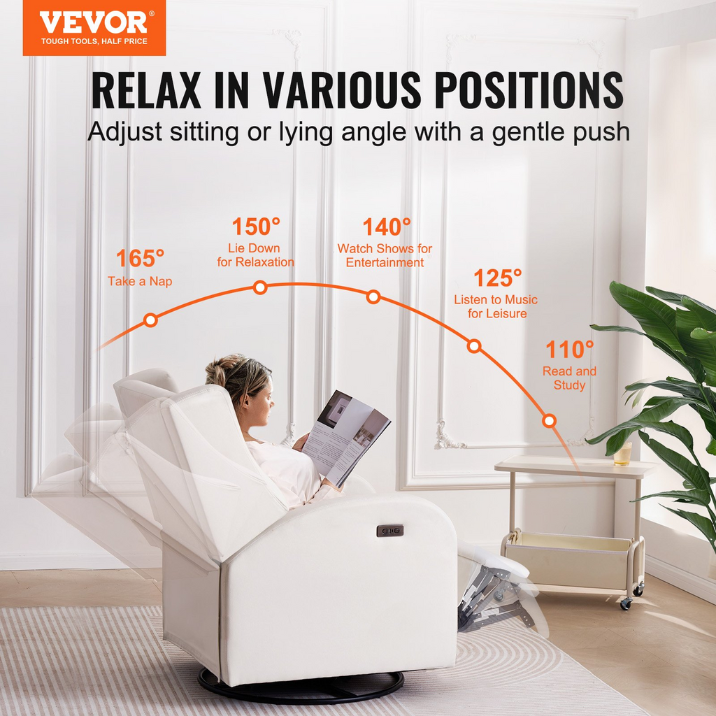 VEVOR Sillón reclinable eléctrico electrónico giratorio con capacidad de peso de 250 lb