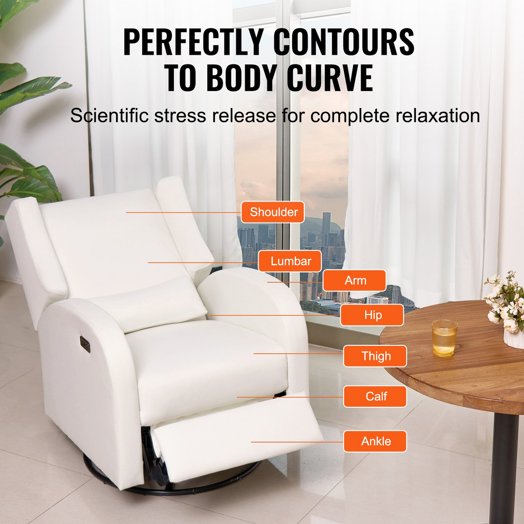 VEVOR Sillón reclinable eléctrico electrónico giratorio con capacidad de peso de 250 lb