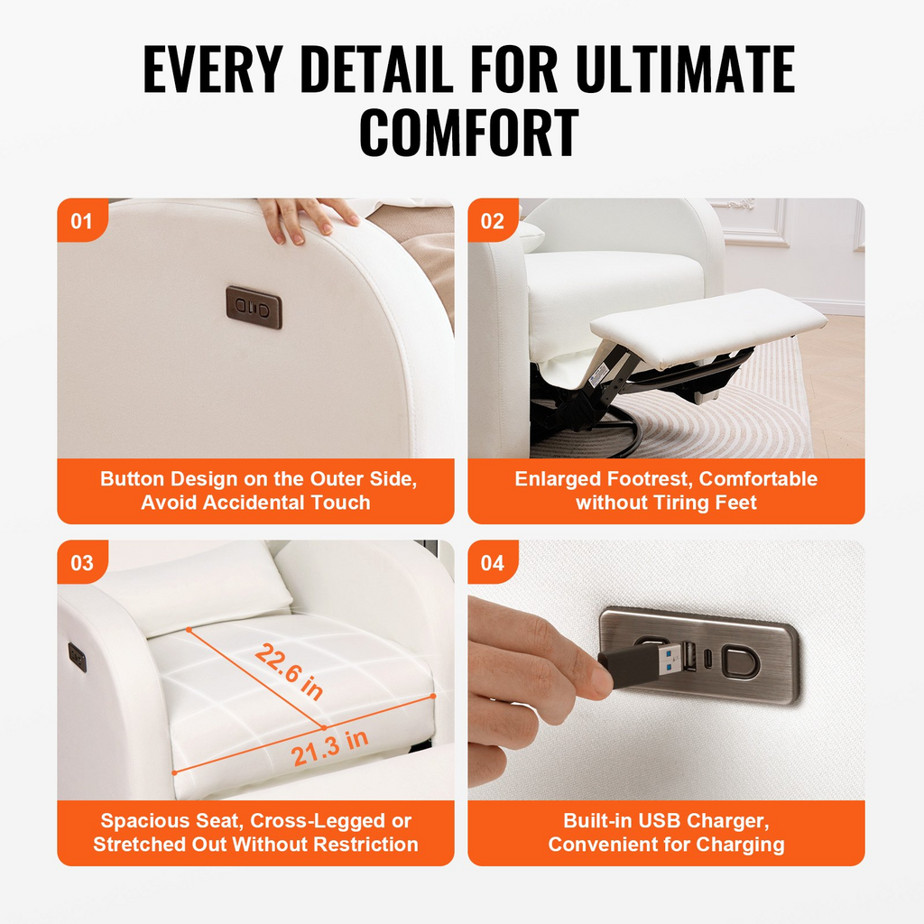 VEVOR Sillón reclinable eléctrico electrónico giratorio con capacidad de peso de 250 lb