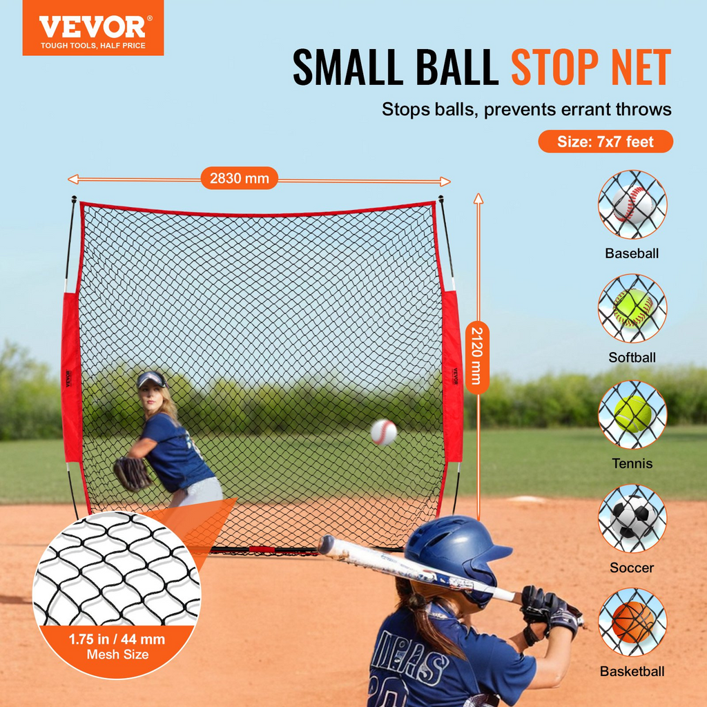 VEVOR 7x7 pies Red de barrera para deportes de pelota