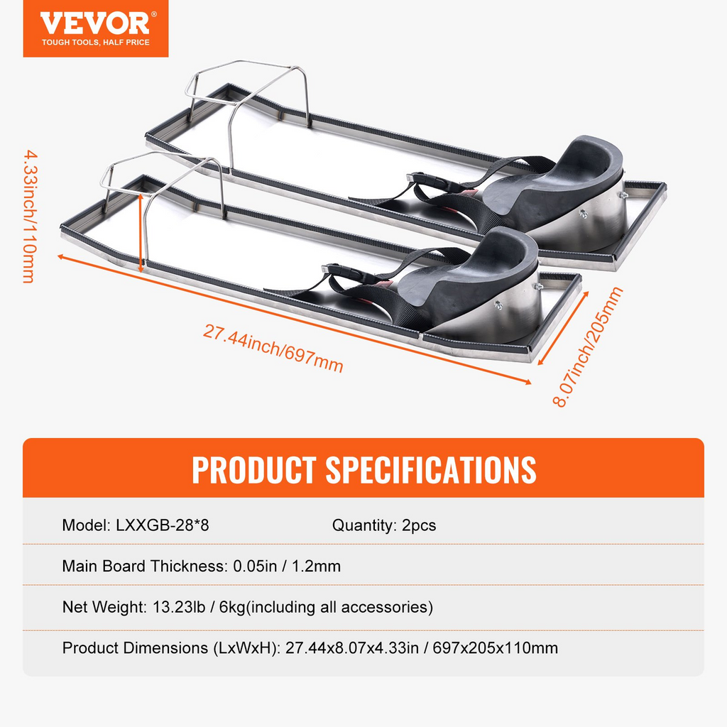 Tablas deslizantes para rodillas de hormigón VEVOR  de 28'' x 8''