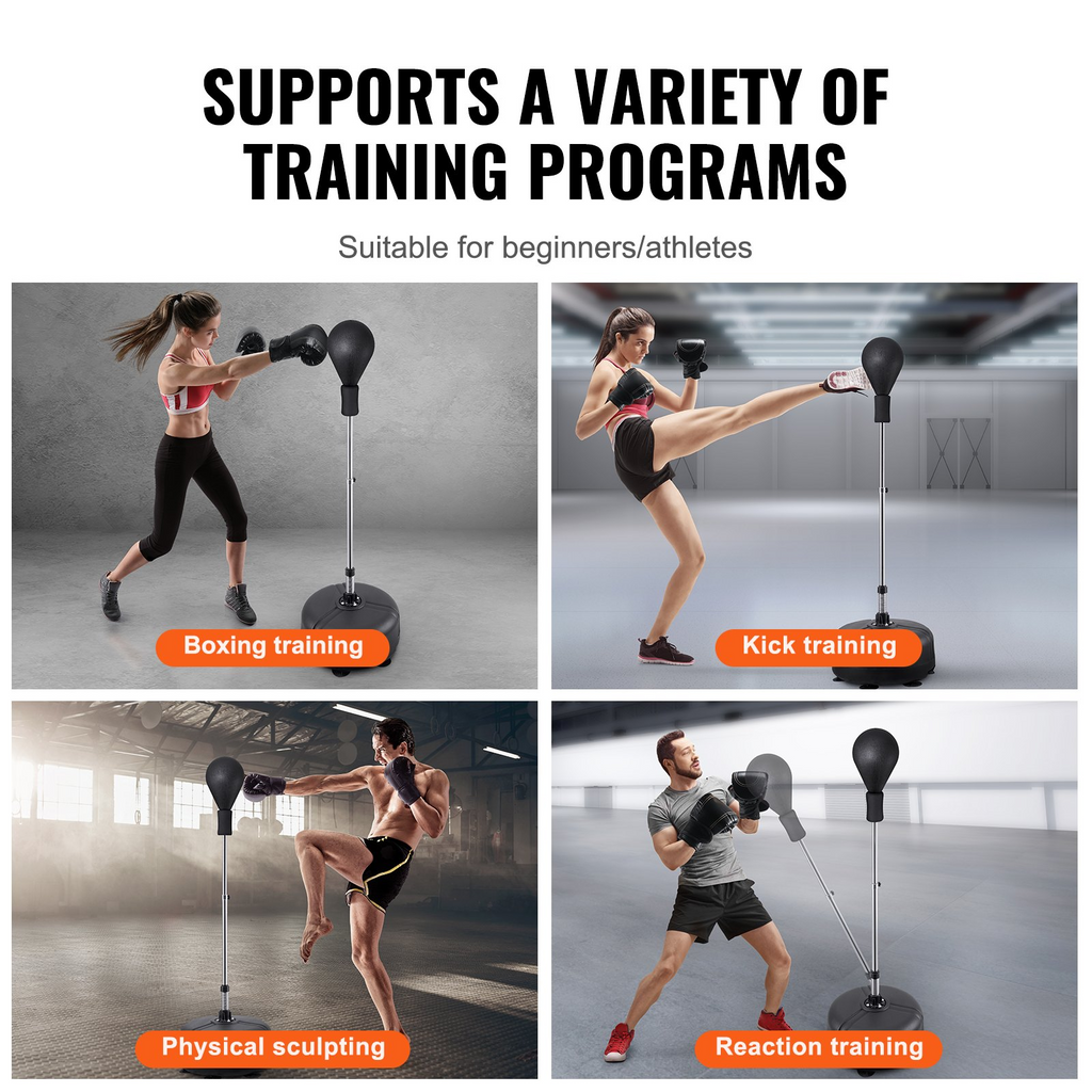Saco de boxeo Reflex para adolescentes y adultos, saco de boxeo independiente de altura ajustable con guantes de boxeo y soporte,