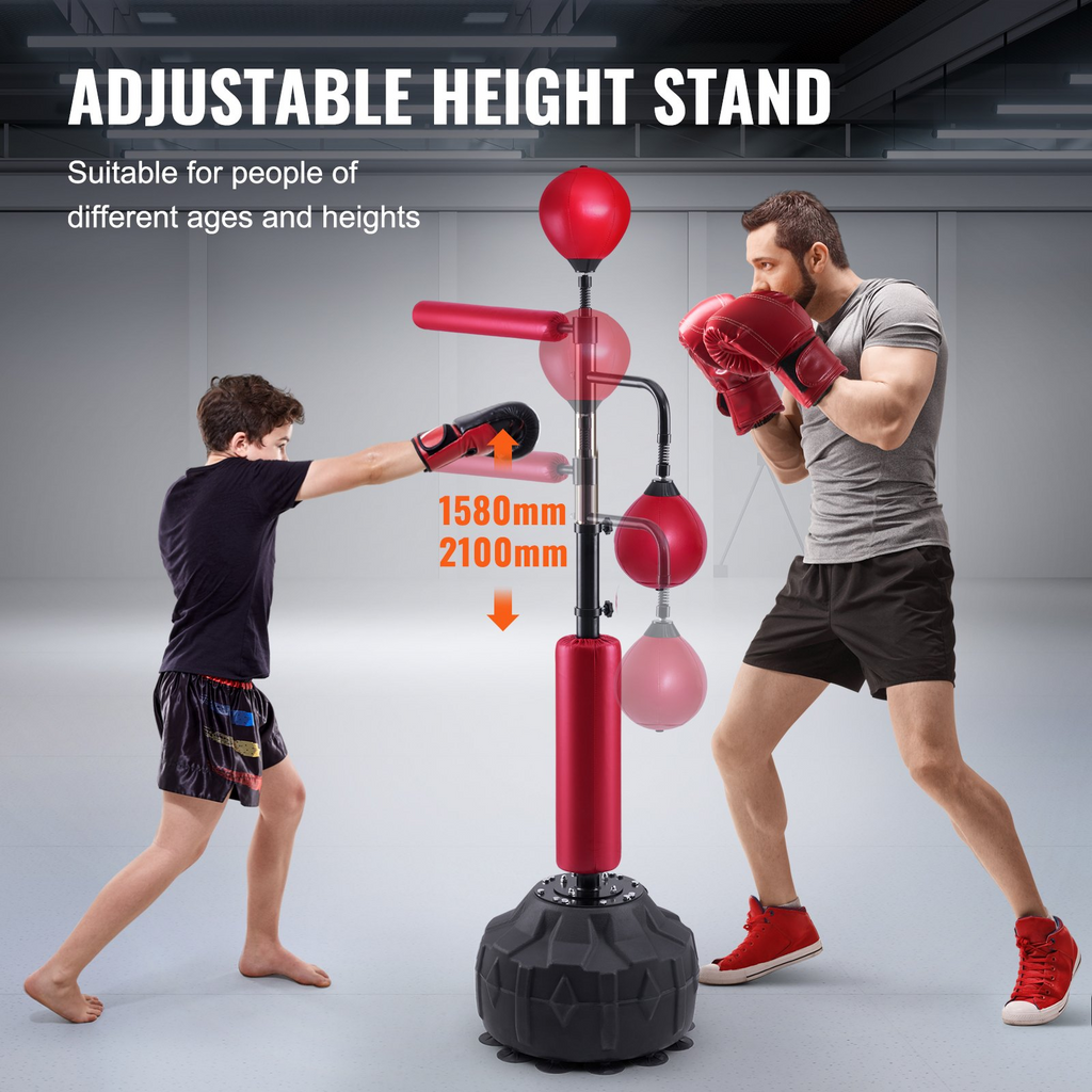 Saco de boxeo de velocidad con soporte, para adolescentes y adultos, saco de boxeo independiente de altura ajustable con guantes,