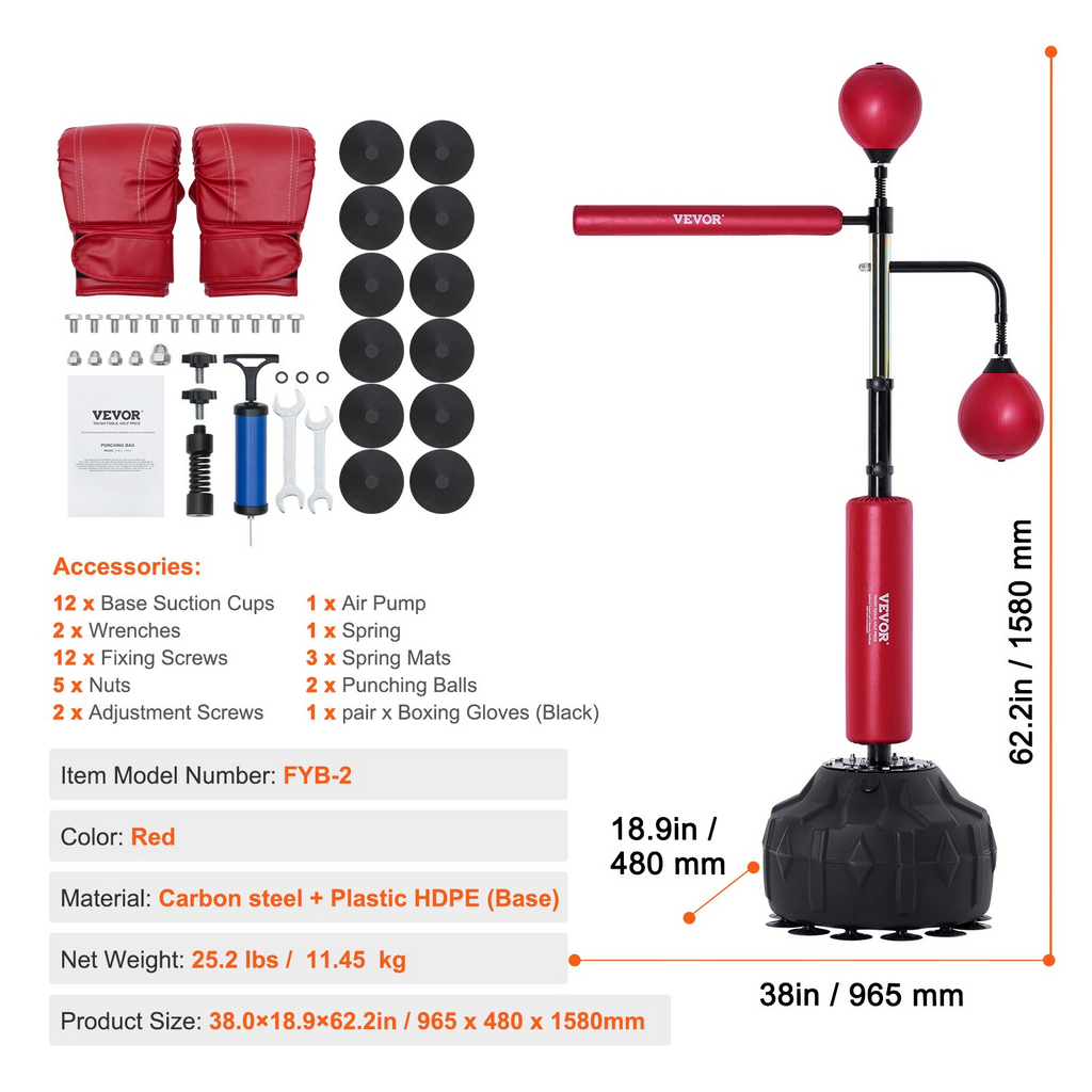 Saco de boxeo de velocidad con soporte, para adolescentes y adultos, saco de boxeo independiente de altura ajustable con guantes,