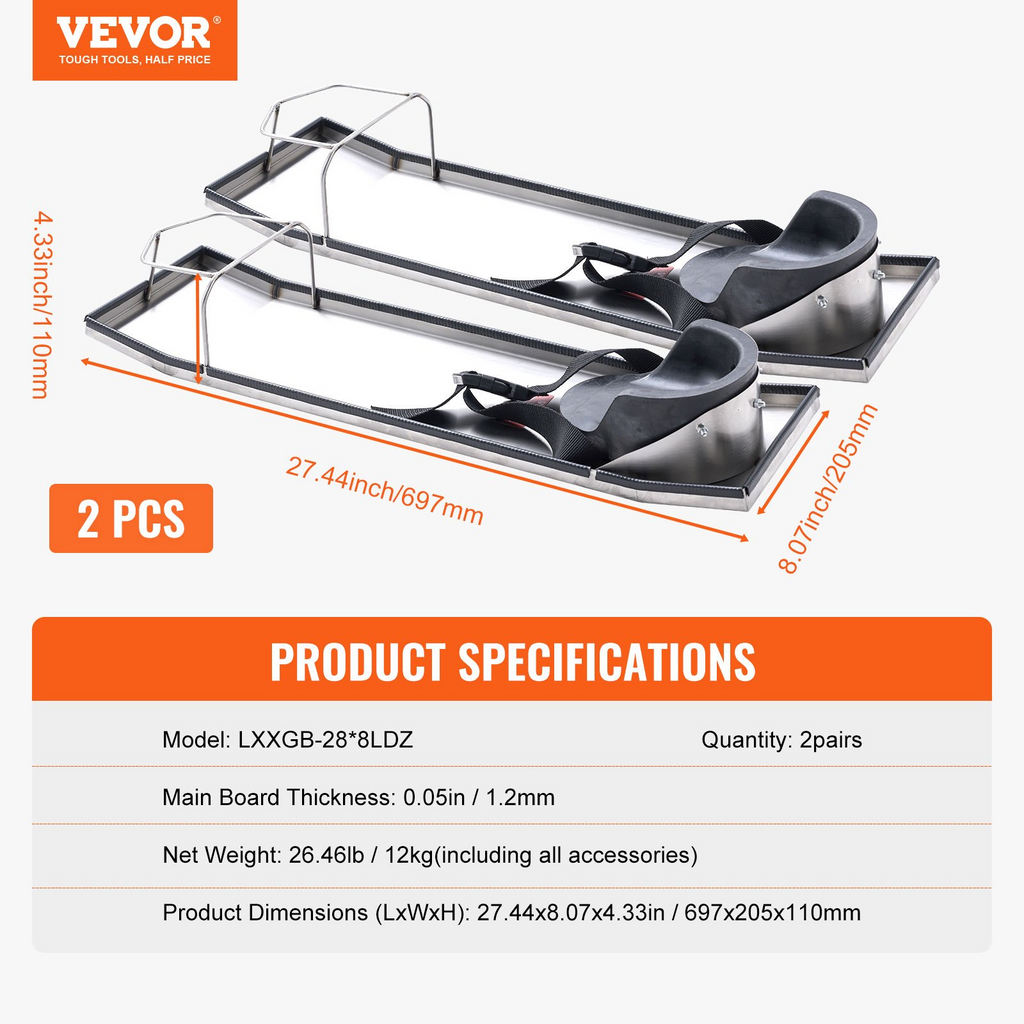 Tablas deslizantes para rodillas de hormigón VEVOR de 28'' x 8''
