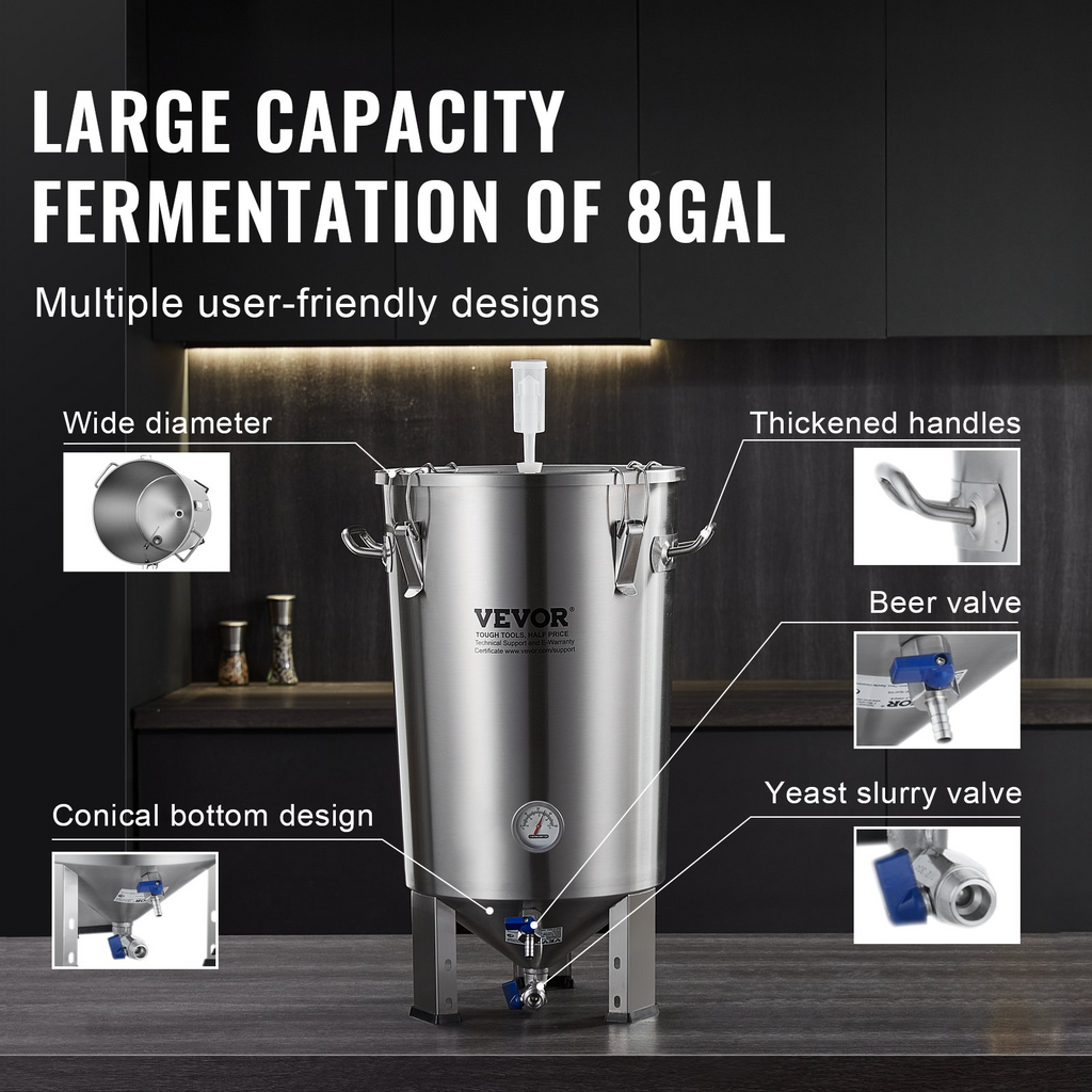 Hervidor de agua de acero inoxidable VEVOR de 8 galones