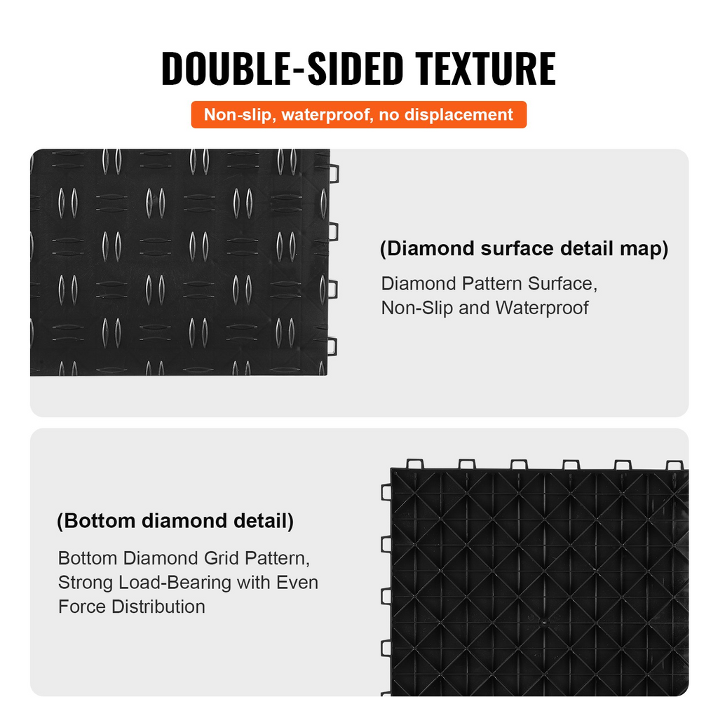 VEVOR Azulejos entrelazados para garaje 12 x 12 x 0,53 pulgadas paquete de 50 baldosas para suelo