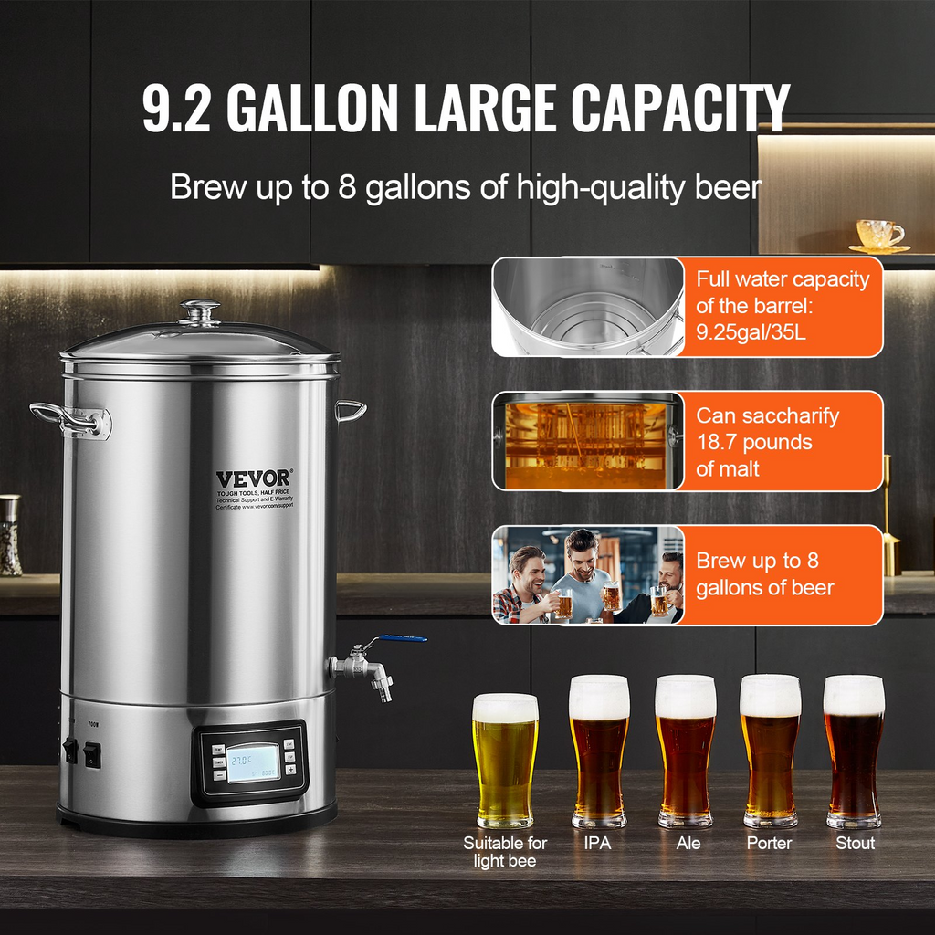Sistema de elaboración de cerveza eléctrico VEVOR olla de 8 galones
