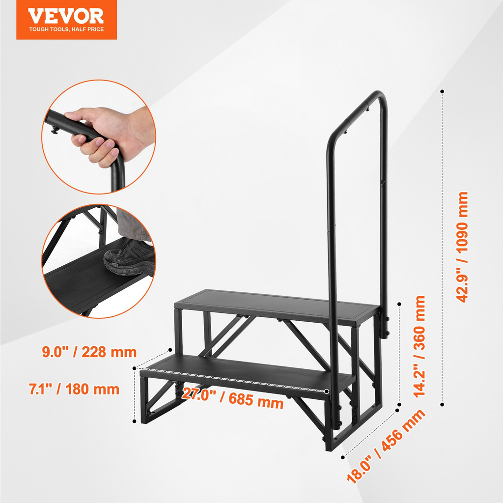 VEVOR Escaleras de 2 escalones para RV capacidad de carga de 440 libras