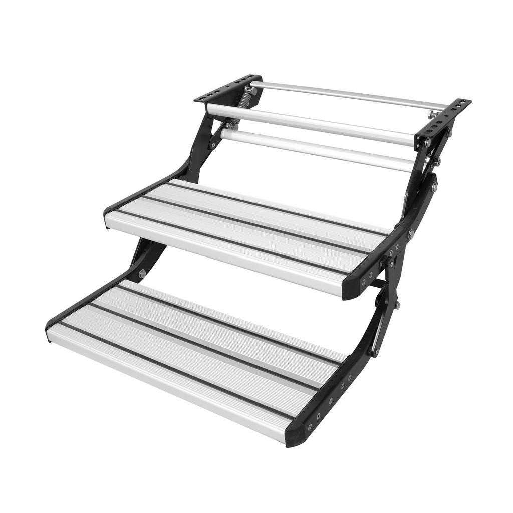 2 escalones escaleras retráctiles manuales para RV plegables capacidad de carga de 440 libras