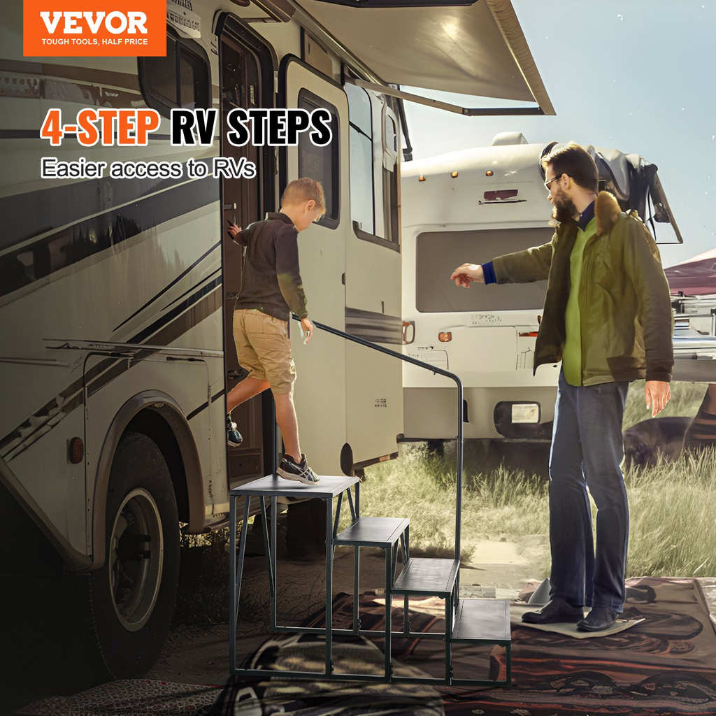 VEVOR RV Steps Escaleras para RV de 4 escalones Capacidad de carga de 440 libras