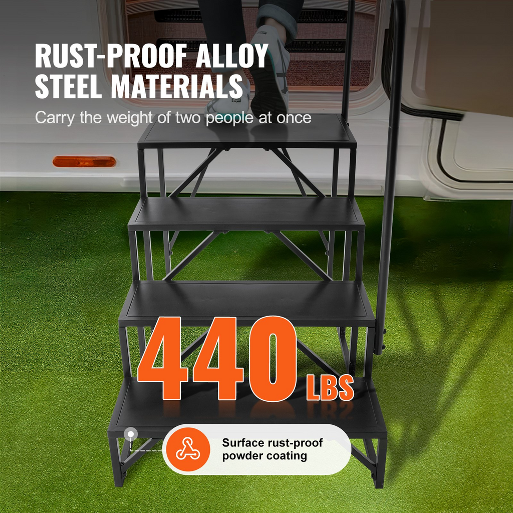 VEVOR RV Steps Escaleras para RV de 4 escalones Capacidad de carga de 440 libras