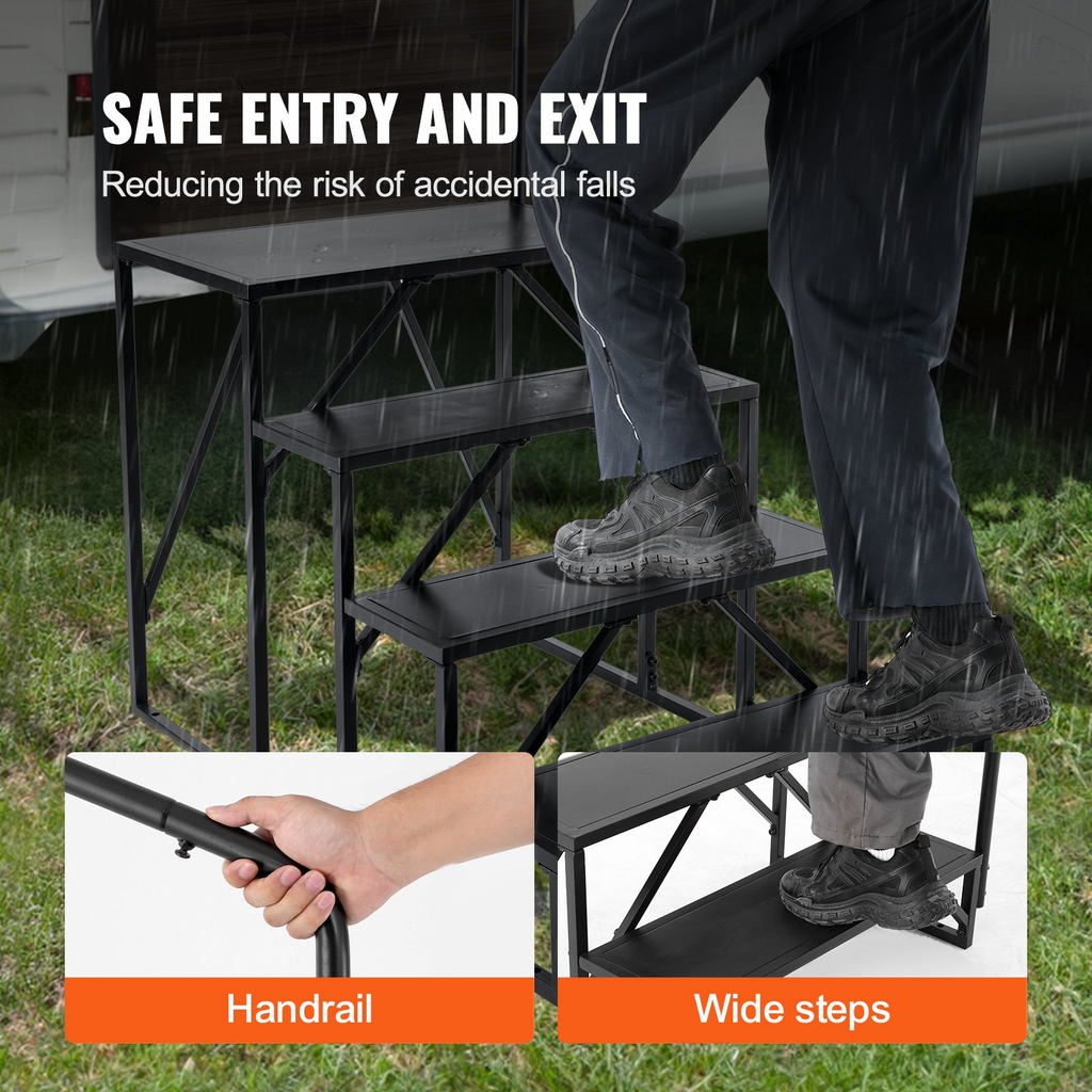 VEVOR RV Steps Escaleras para RV de 4 escalones Capacidad de carga de 440 libras
