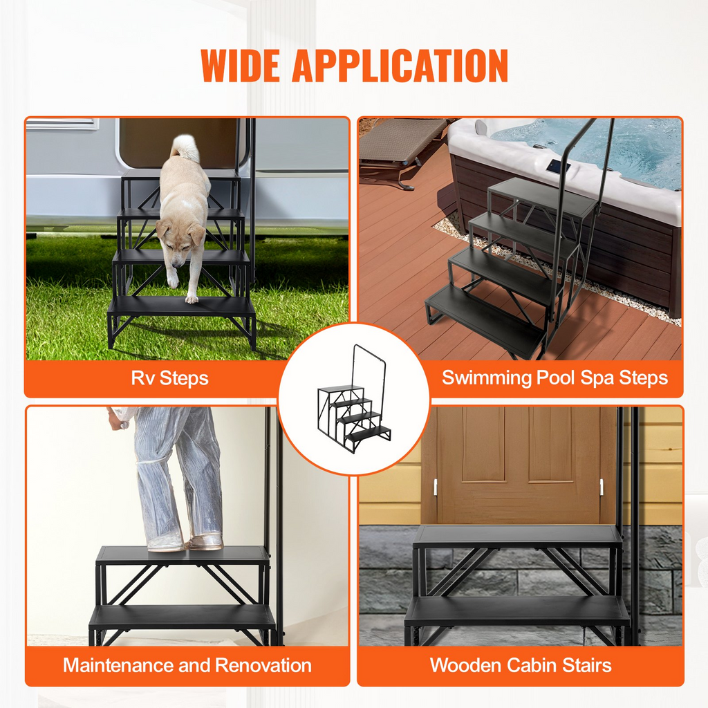 VEVOR RV Steps Escaleras para RV de 4 escalones Capacidad de carga de 440 libras