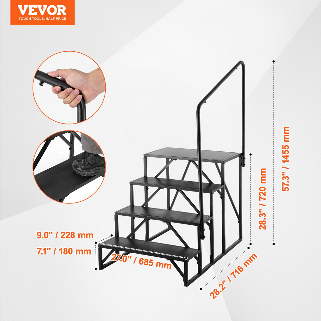 VEVOR RV Steps Escaleras para RV de 4 escalones Capacidad de carga de 440 libras