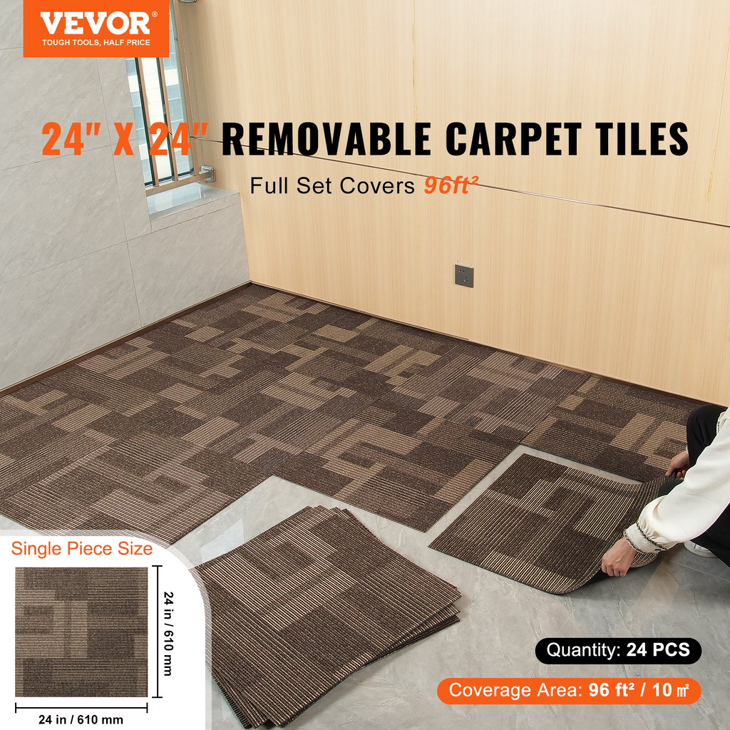 VEVOR - Alfombras modulares reutilizables de 24 x 24 pulgadas con acolchado incorporado