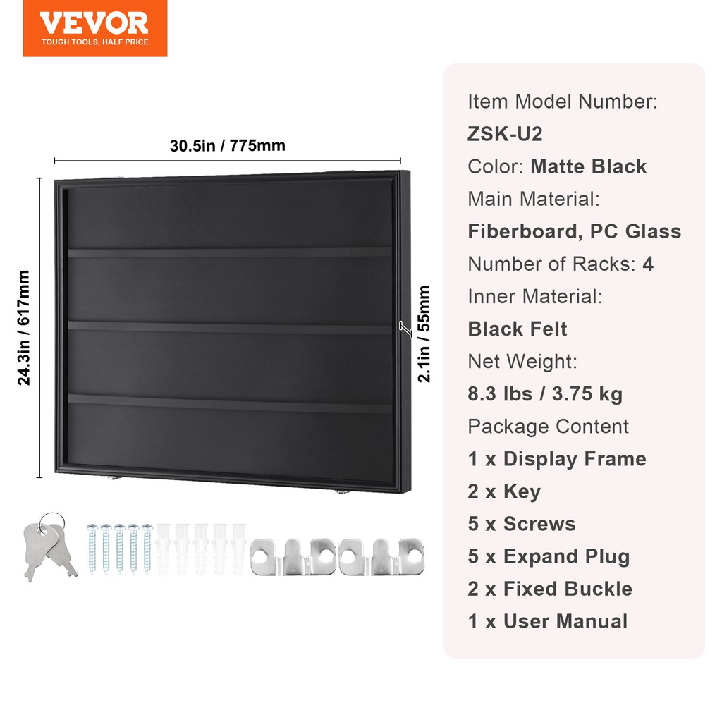 VEVOR - Vitrina para tarjetas deportivas graduadas 36, 77 x 61 x 5,3 cm