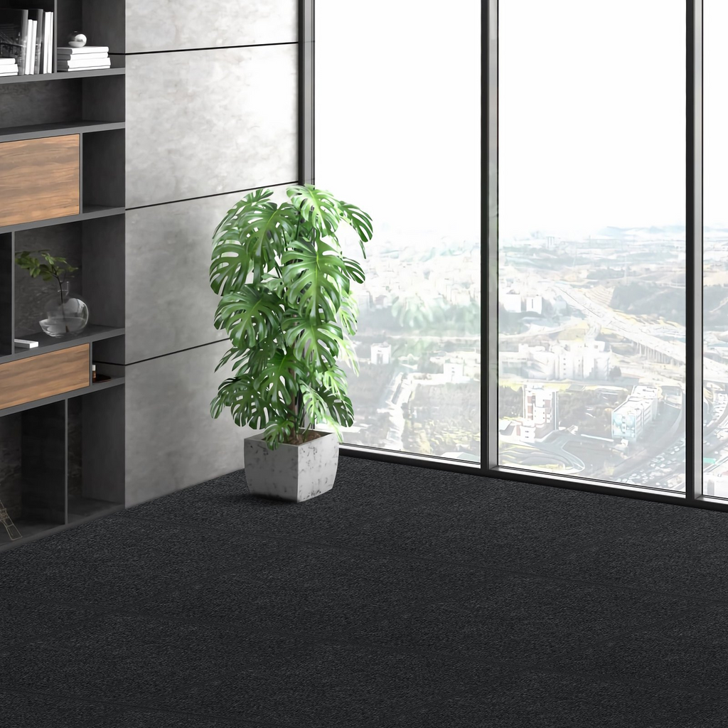 VEVOR - Losetas de alfombra autoadhesivas de 24 x 24 pulgadas con acolchado suave (15 losetas, negro carbón)
