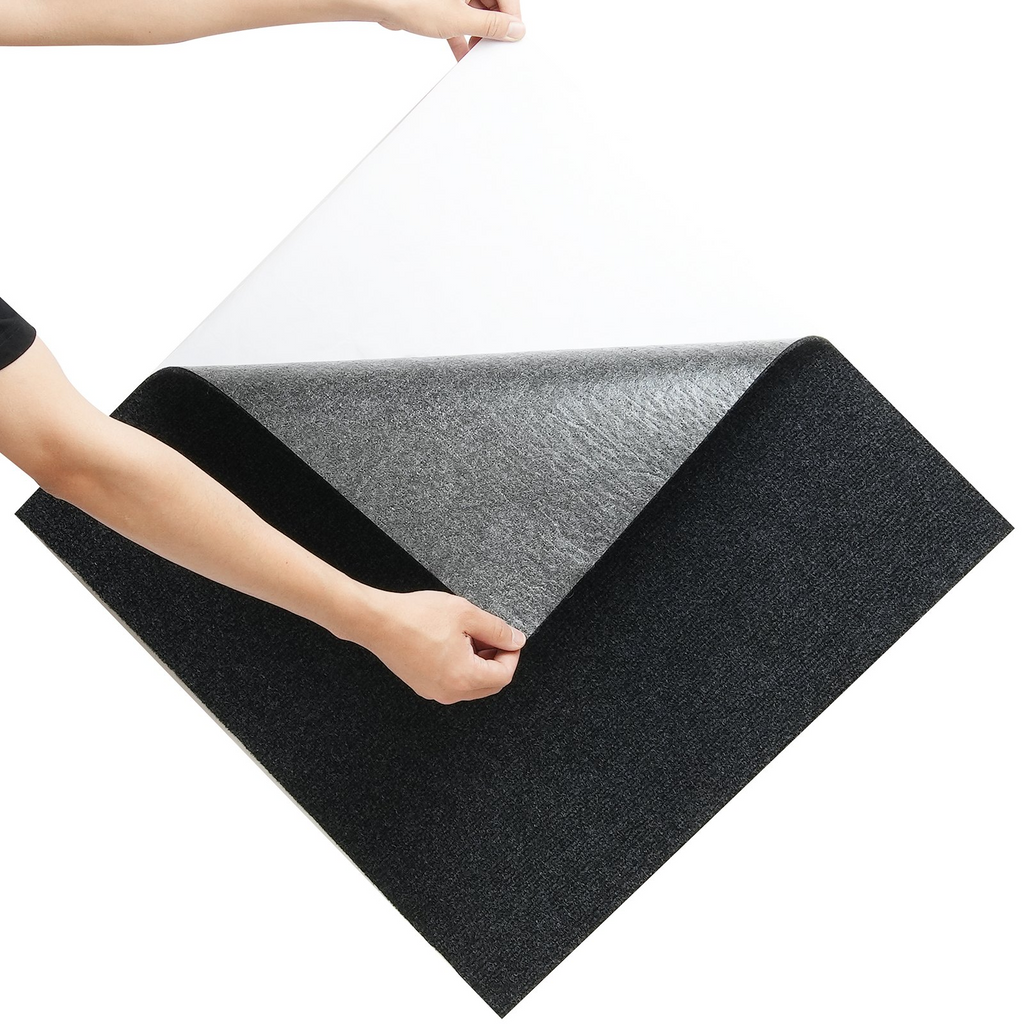 VEVOR - Losetas de alfombra autoadhesivas de 24 x 24 pulgadas con acolchado suave (15 losetas, negro carbón)