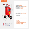 Máquina de chorro de arena VEVOR de 10 galones/40 l equipada con válvula de cierre de boquilla manómetro boquilla de cerámica ruedas de goma chorro de arena potente portátil