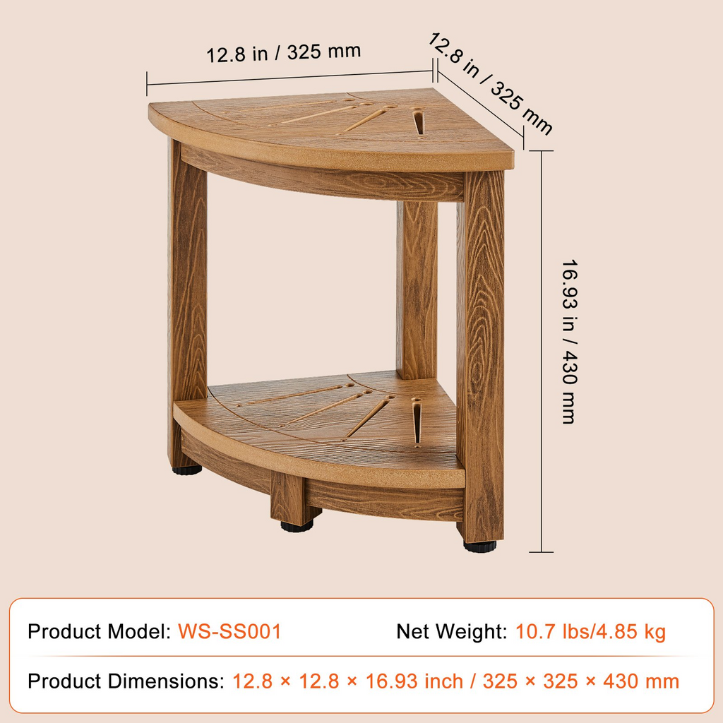 Banco de ducha de esquina VEVOR 16,5" de alto radio de 12,8"
