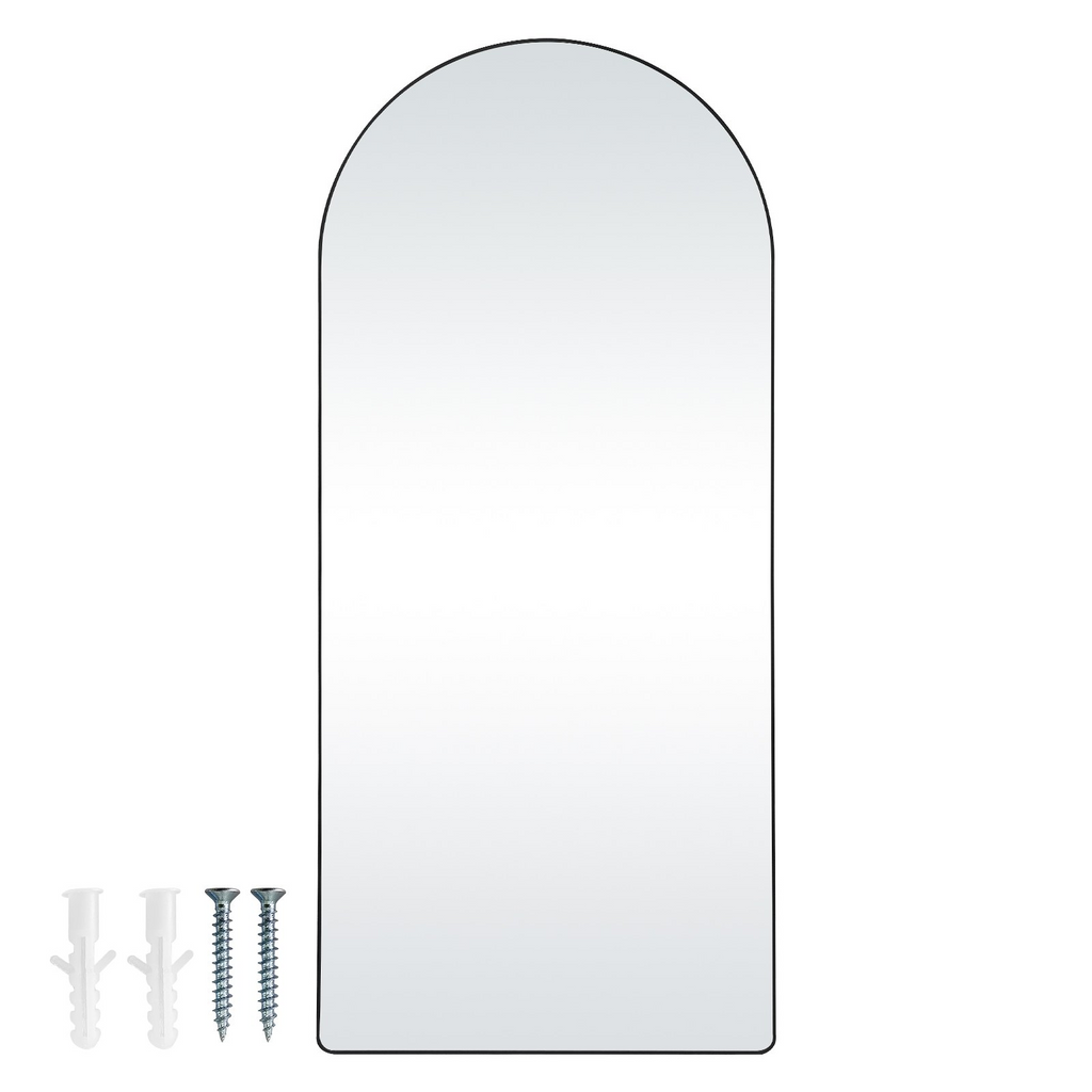 VEVOR Espejo de cuerpo entero arqueado 71'' x 32'' de pie grande para colgar en la pared con marco de aleación de aluminio color negro