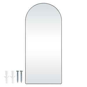 VEVOR Espejo de cuerpo entero arqueado 71'' x 32'' de pie grande para colgar en la pared con marco de aleación de aluminio color negro