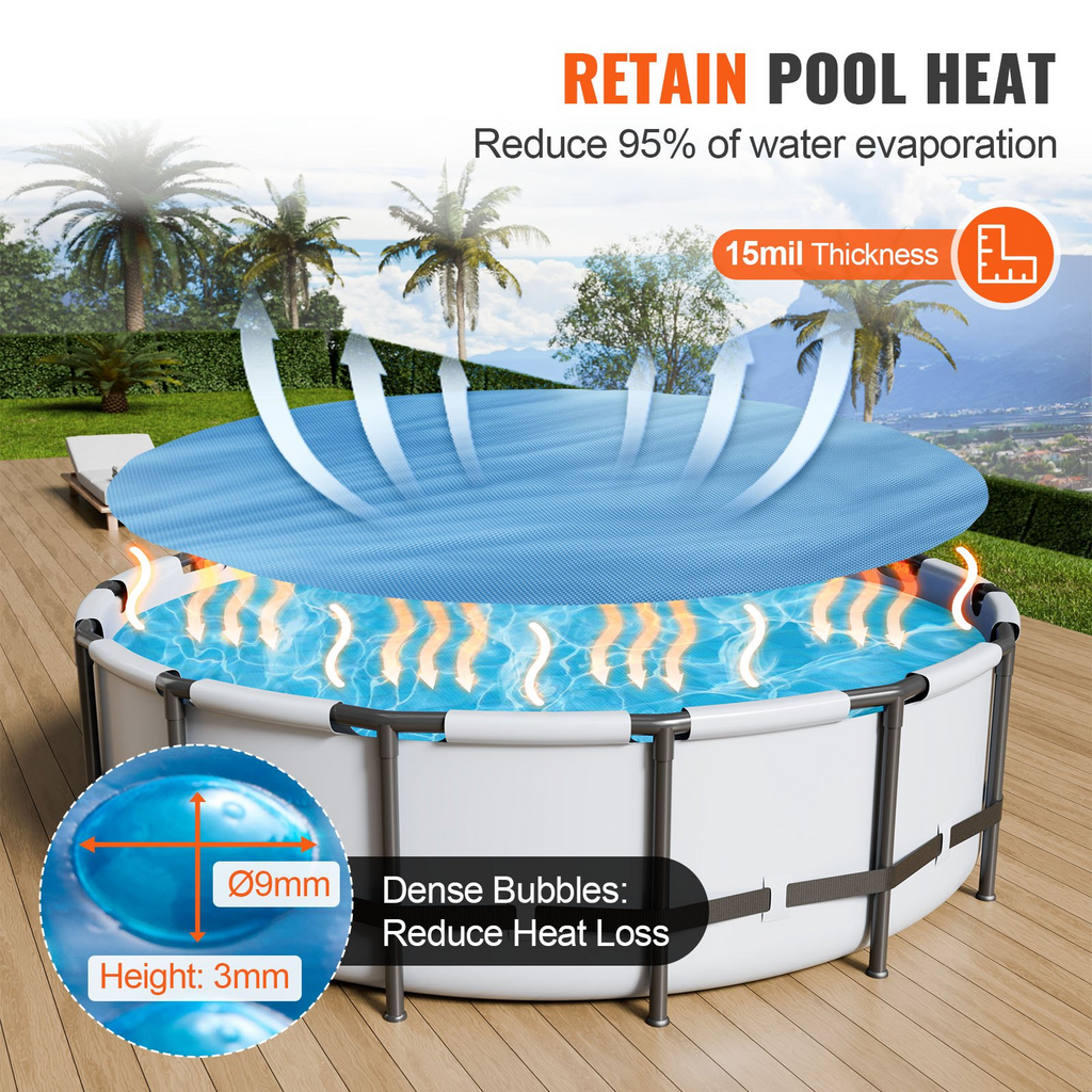 Cubierta solar para piscina VEVOR de 10 pies de diámetro para piscinas