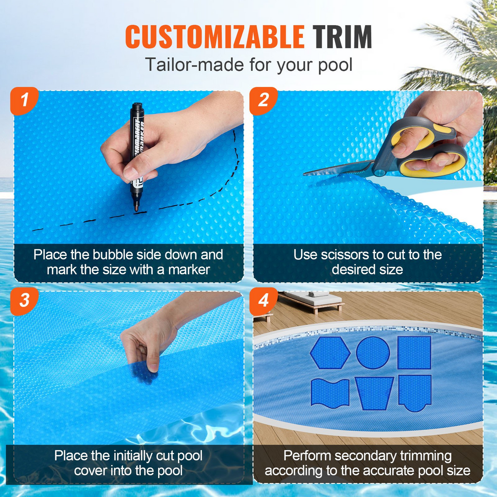 Cubierta solar para piscina VEVOR de 10 pies de diámetro para piscinas