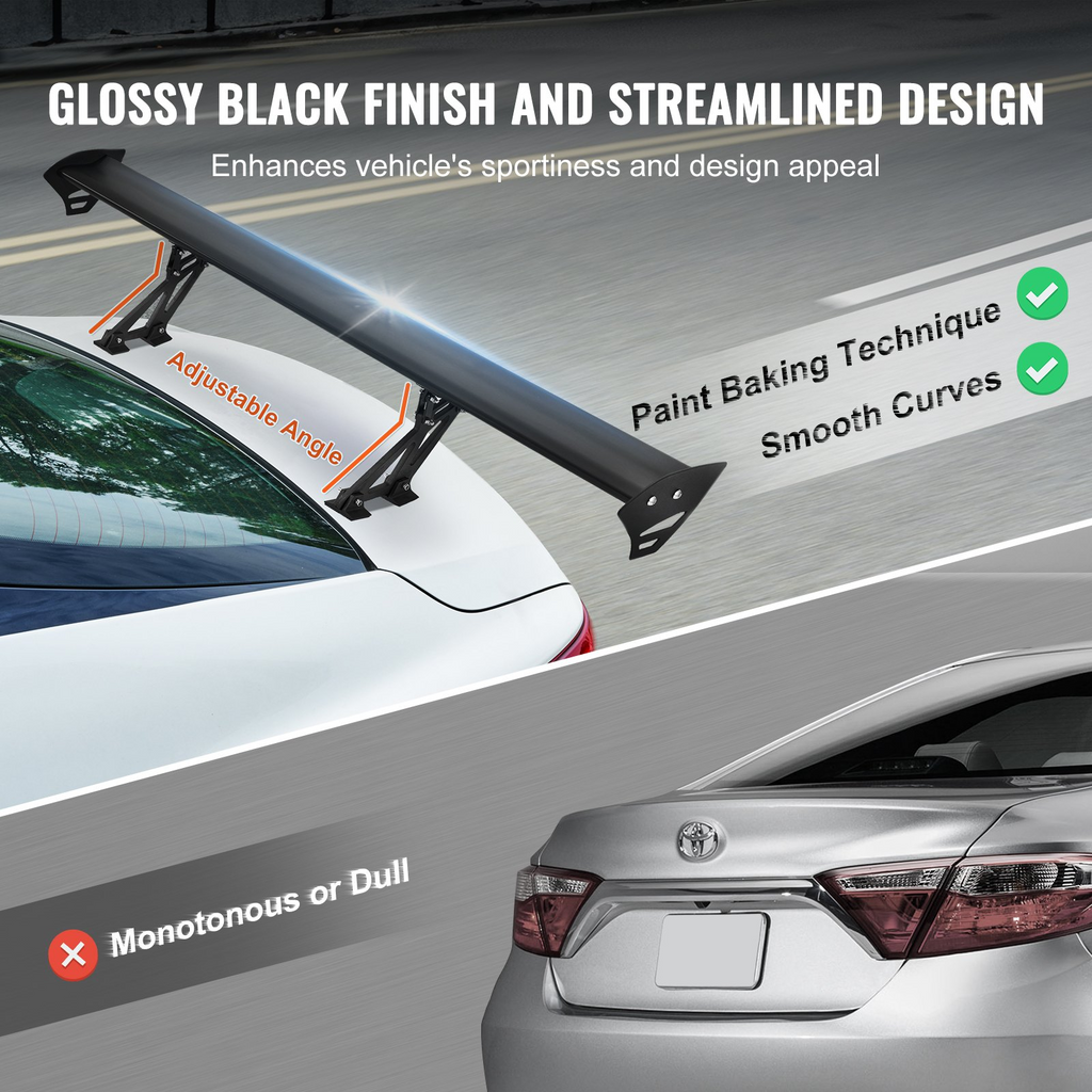Alerón trasero para coche VEVOR GT Wing alerón universal de 43,3 pulgadas con una sola cubierta aluminio ligero ajustable